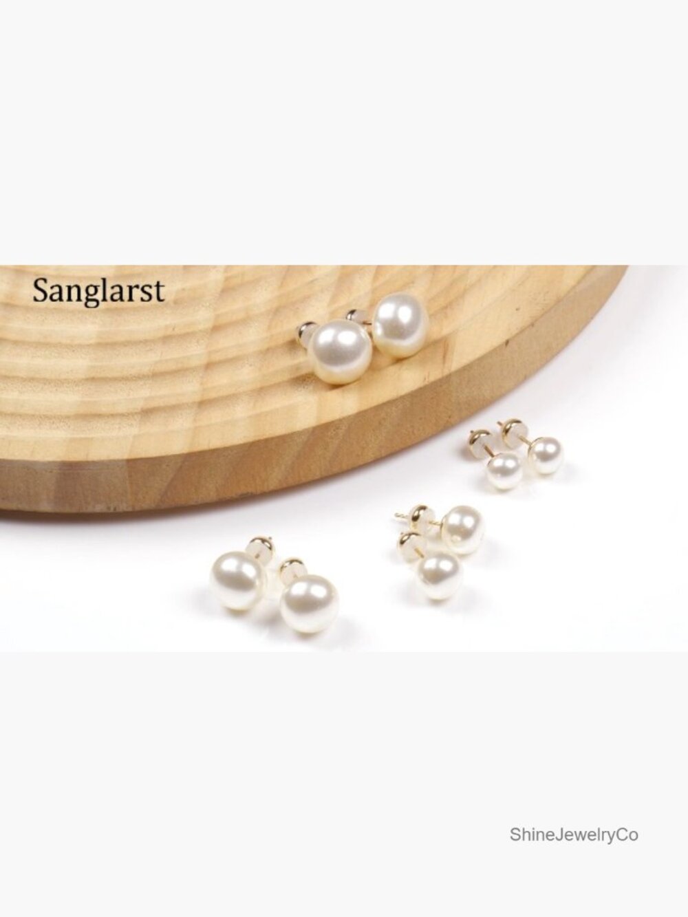 4 Pairs Pearl Stud Earrings Set 8-14mm Hypoallergenic Gold Plated - Picture 7 of 7